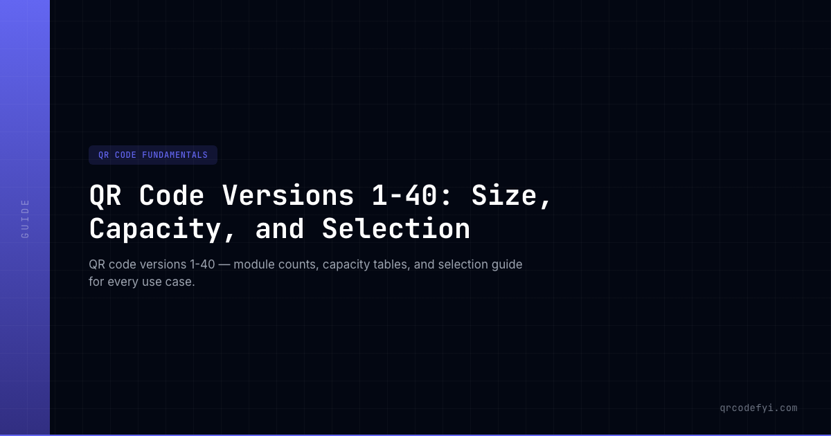 QR Code Versions 1-40: Size, Capacity, and Selection — QRCodeFYI
